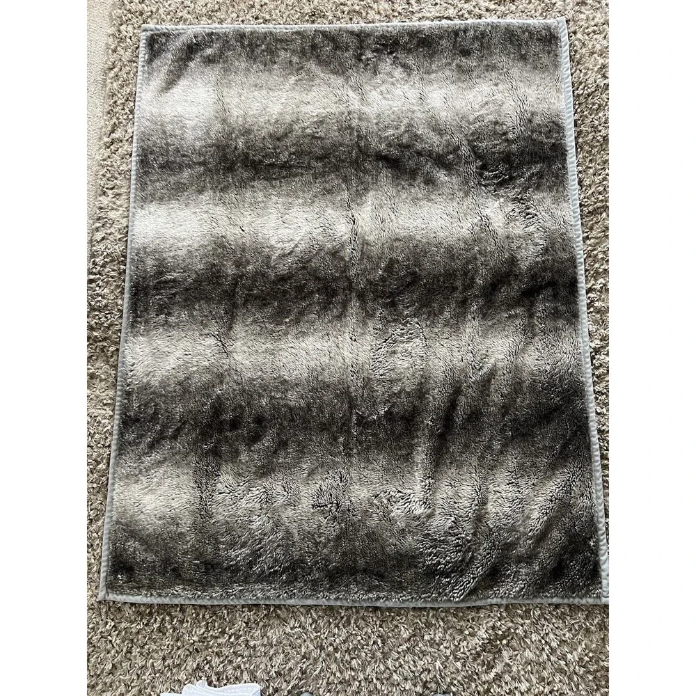 Pottery Barn Ombré Faux Fur Throw 50 x 60” Gray